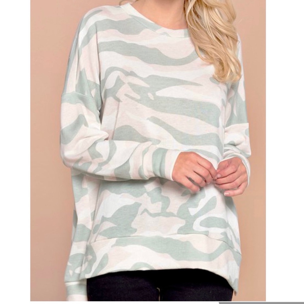 Pink and grey Camo printed sweatshirt